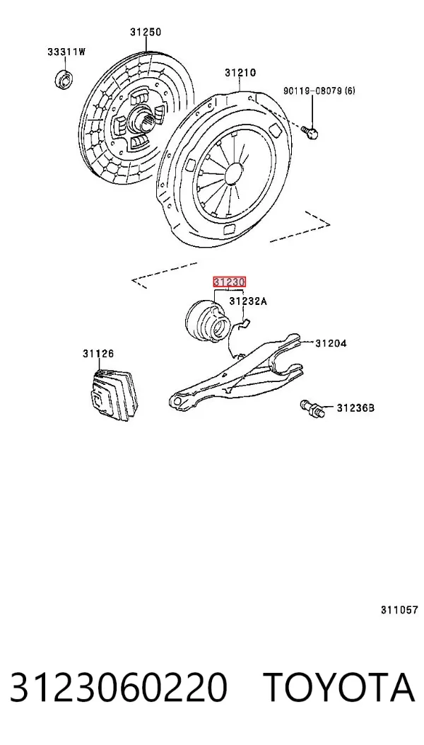 Rolamento de liberação de embraiagem 3123060220 Toyota