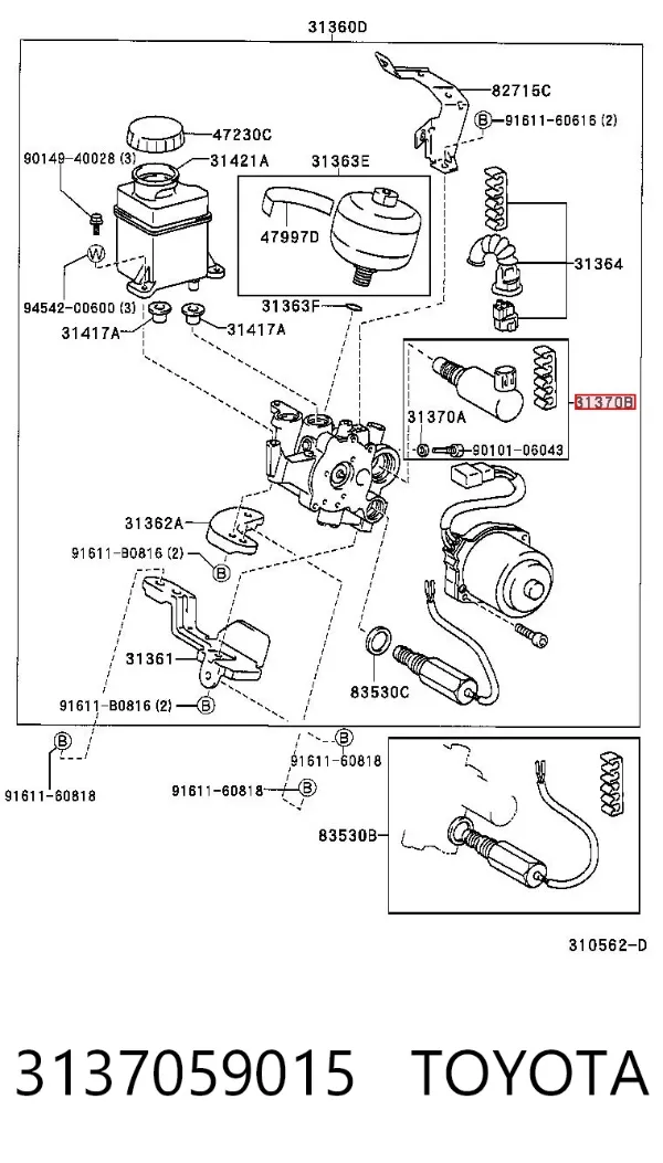 Válvula de controlo de acionamento hidráulico de embraiagem 3137059015 Toyota