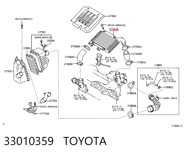 Radiador de intercooler 33010359 Toyota