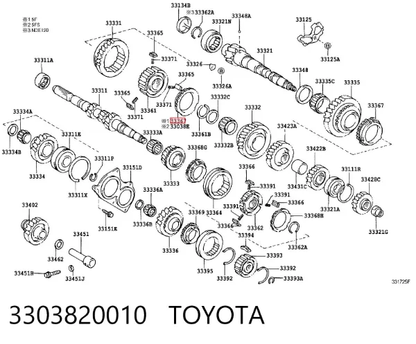 Anel de sincronizador 3303820010 Toyota