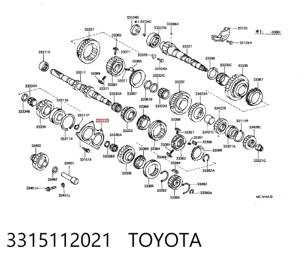 Caixa de rolamento de diferencial 3315112021 Toyota