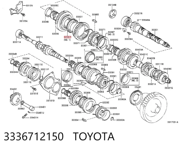 Anel de sincronizador 3336712150 Toyota