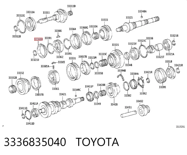 Anel de sincronizador 3336835040 Toyota