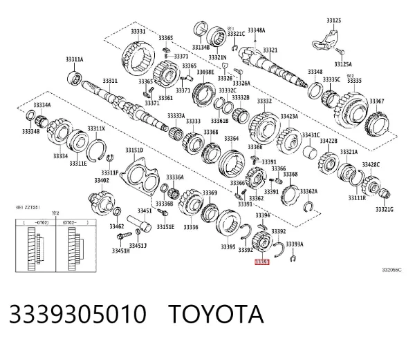 Acoplamento de sincronizador, abraçadeira externa de 5ª velocidade 3339305010 Toyota