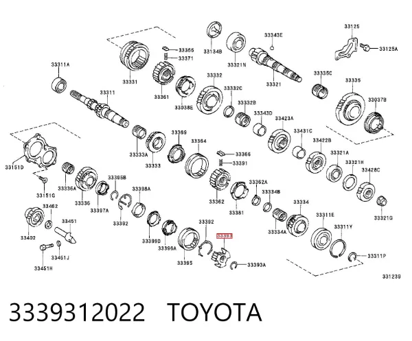 Acoplamento de sincronizador, abraçadeira externa de 5ª velocidade 3339312022 Toyota