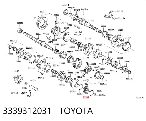 Acoplamento de sincronizador, abraçadeira externa de 5ª velocidade 3339312031 Toyota