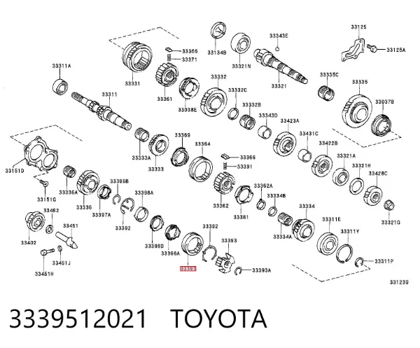 Acoplamento de sincronizador, abraçadeira externa de 5ª velocidade 3339512021 Toyota