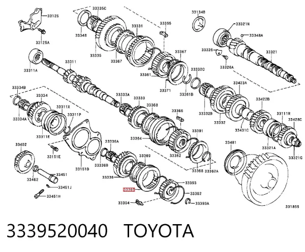 Acoplamento de sincronizador, abraçadeira externa de 5ª velocidade 3339520040 Toyota
