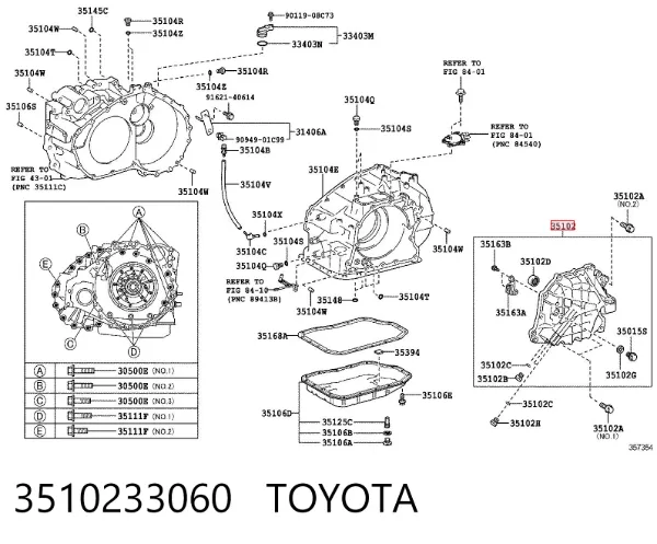 Tampa traseira da caixa de mudança 3510233060 Toyota