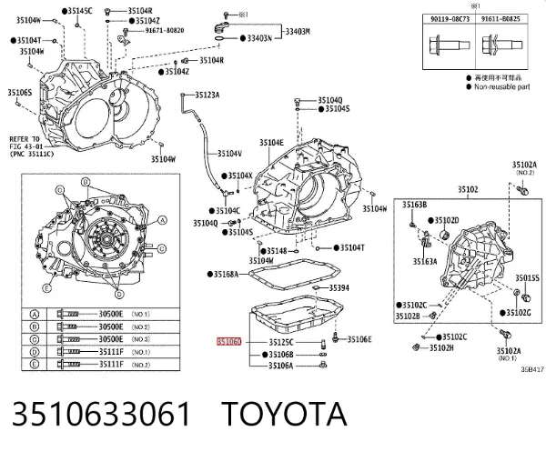 Cárter da Caixa Automática de Mudança 3510633061 Toyota