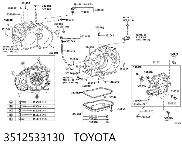 Vedante anular de filtro da Caixa Automática de Mudança 3512533130 Toyota