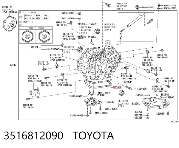 Vedante de panela da Caixa Automática de Mudança/Caixa Mecânica de Mudança 3516812090 Toyota