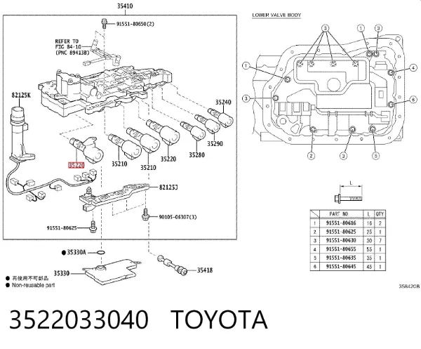 Solenoide da Caixa Automática de Mudança 3522033040 Toyota
