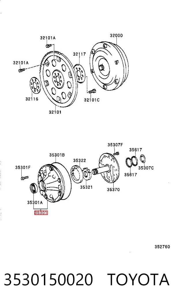 Bomba de óleo da Caixa Automática de Mudança 3530150020 Toyota