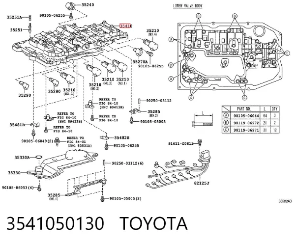 Unidade de válvulas da Caixa Automática de Mudança 3541050130 Toyota