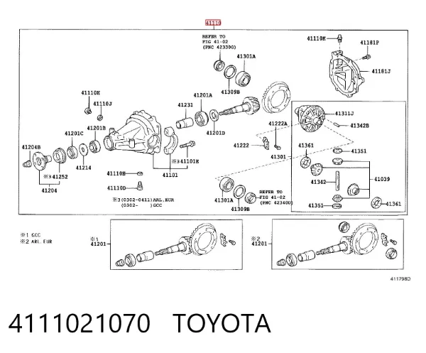 Redutor do eixo traseiro Lexus RX 300/330/350/400H