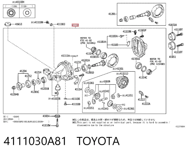 Eixo traseiro montado 4111030A81 Toyota
