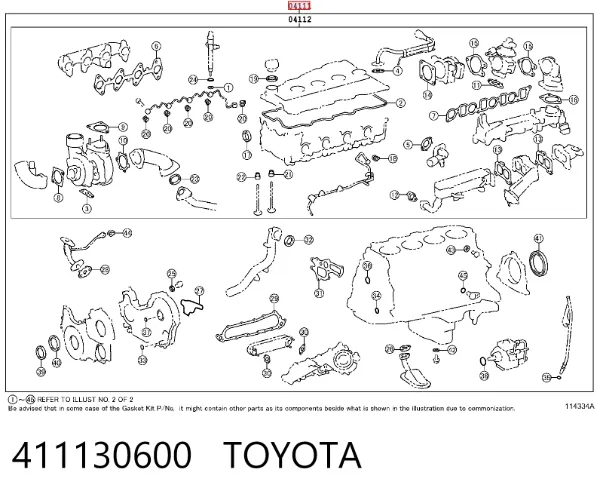 Kit de vedantes de motor completo 411130600 Toyota
