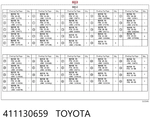 Kit de vedantes de motor completo 411130659 Toyota