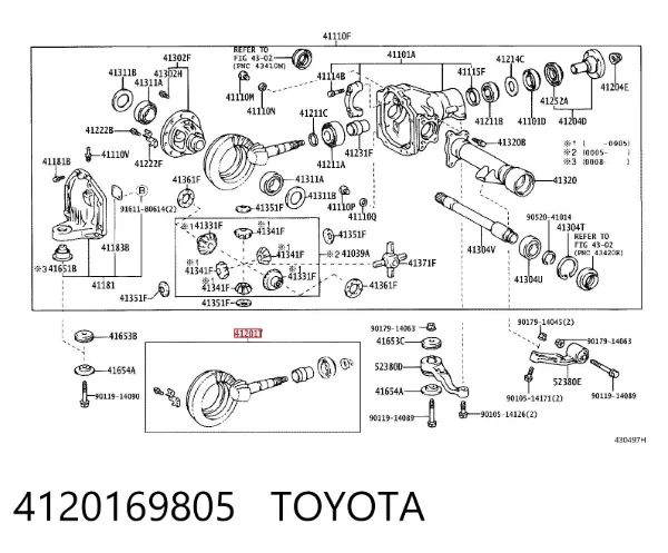 Par principal (de diferencial) do eixo dianteiro 4120169805 Toyota