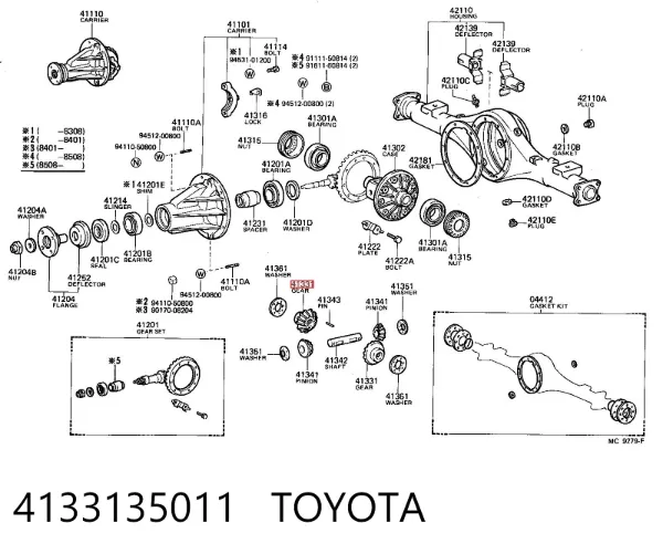 Satélite de diferencial 4133135011 Toyota