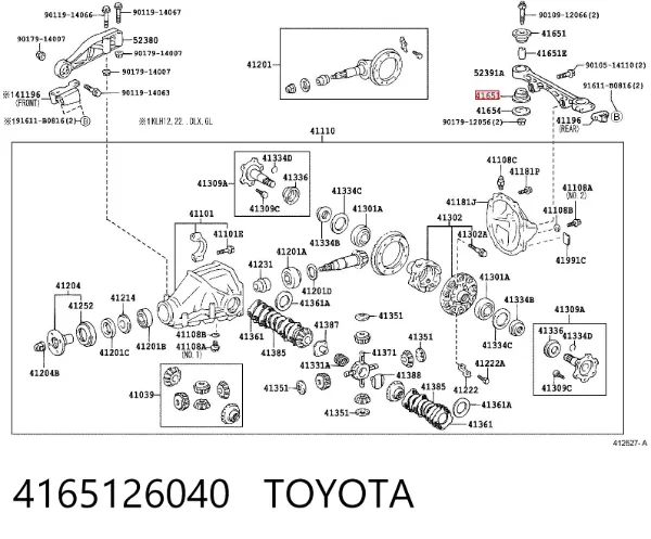 Bloco silencioso (coxim) traseiro de redutor do eixo traseiro 4165126040 Toyota