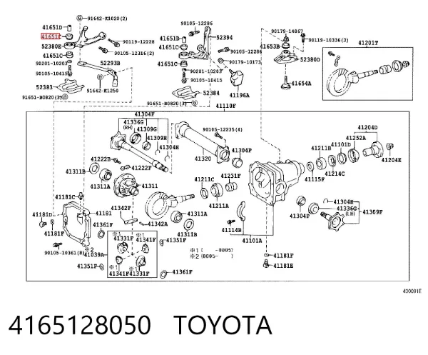 Bloco silencioso (coxim) dianteiro de redutor do eixo dianteiro 4165128050 Toyota