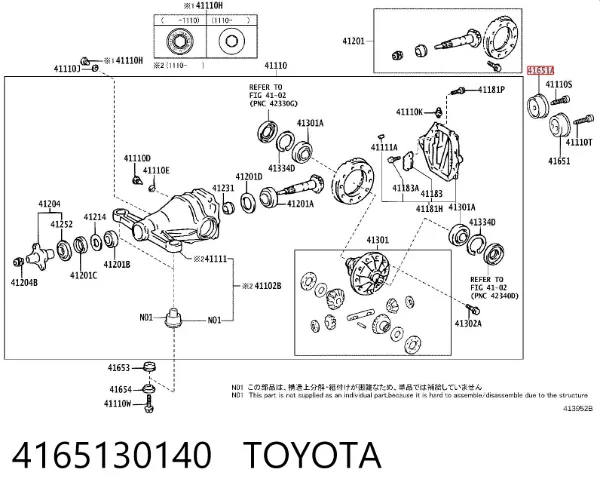 Bloco silencioso (coxim) traseiro de redutor do eixo traseiro 4165130140 Toyota