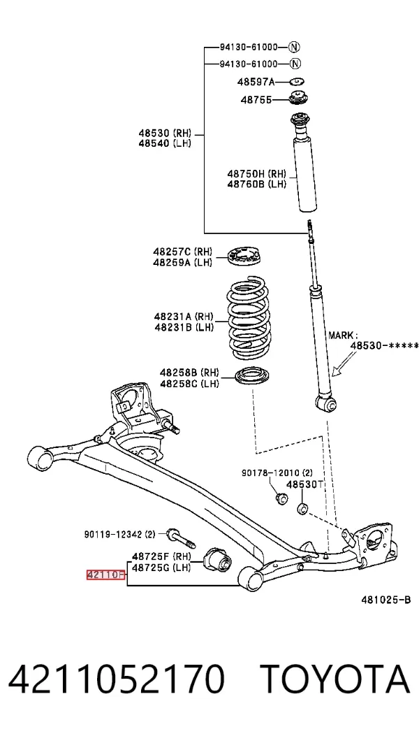 Viga de suspensão traseira (plataforma veicular) 4211052170 Toyota