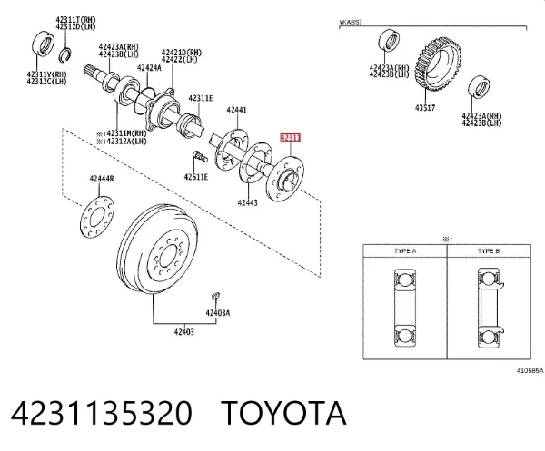 Semieixo traseiro 4231135320 Toyota