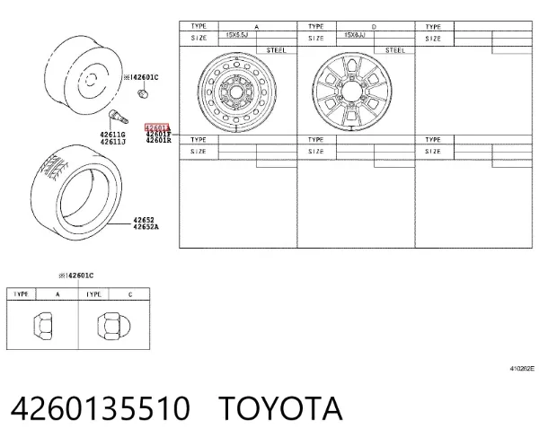 Discos de roda de aleação ligeira (de aleação ligeira, de titânio) 4260135510 Toyota