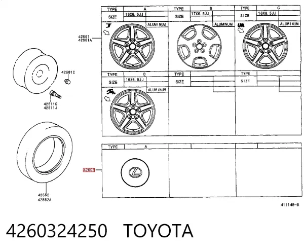 Coberta de disco de roda 4260324250 Toyota