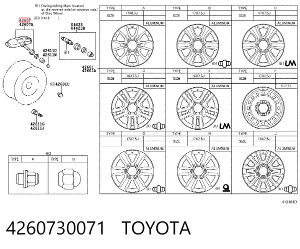 Sensor de pressão de ar nos pneus 4260730071 Toyota