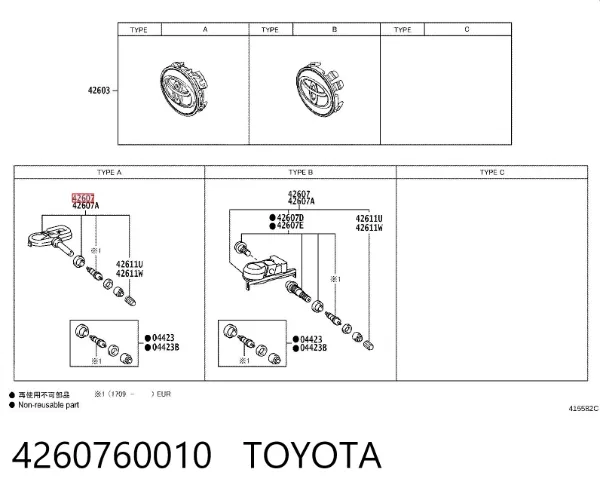 Sensor de pressão de ar nos pneus 4260760010 Toyota