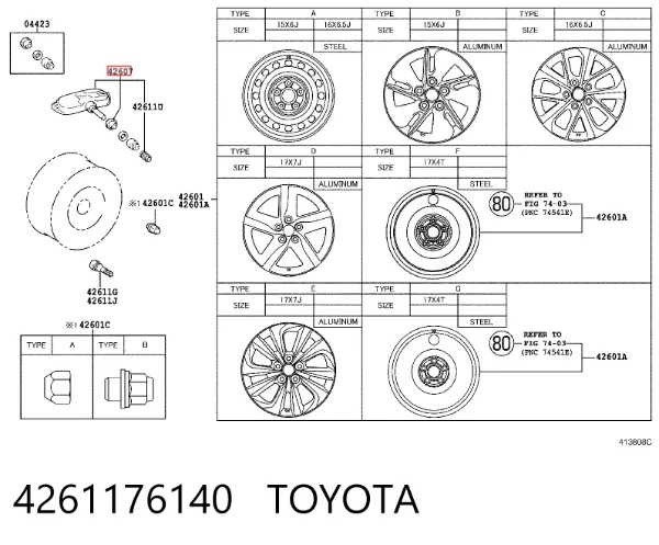Sensor de pressão de ar nos pneus 4261176140 Toyota