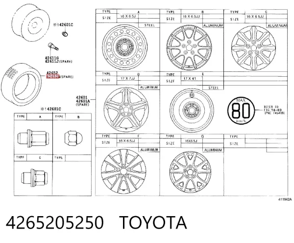  4265205250 Toyota