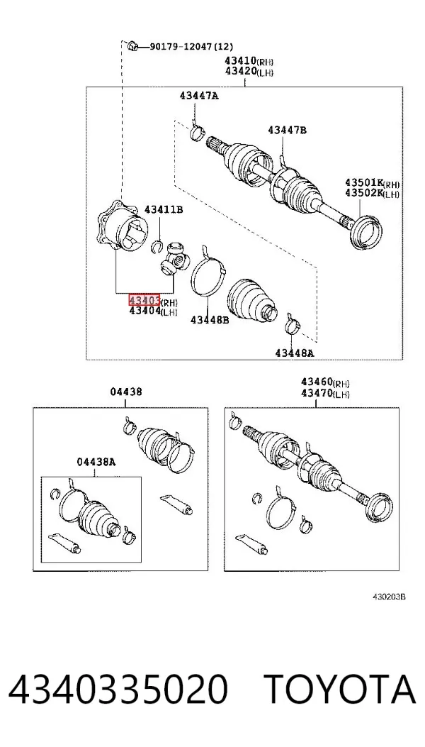 Junta homocinética interna dianteira 4340335020 Toyota