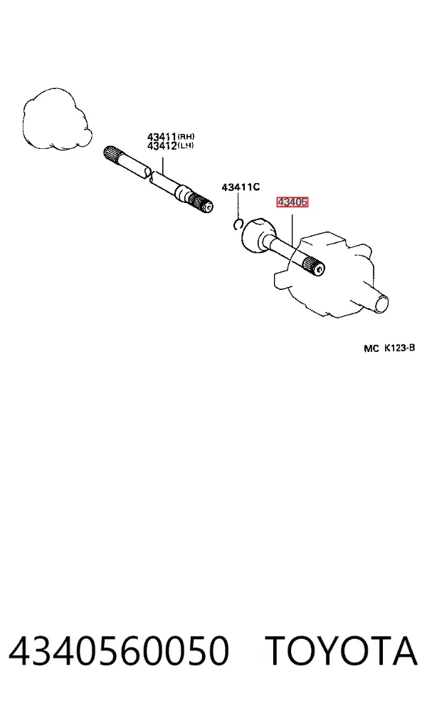 Junta homocinética externa dianteira 4340560050 Toyota