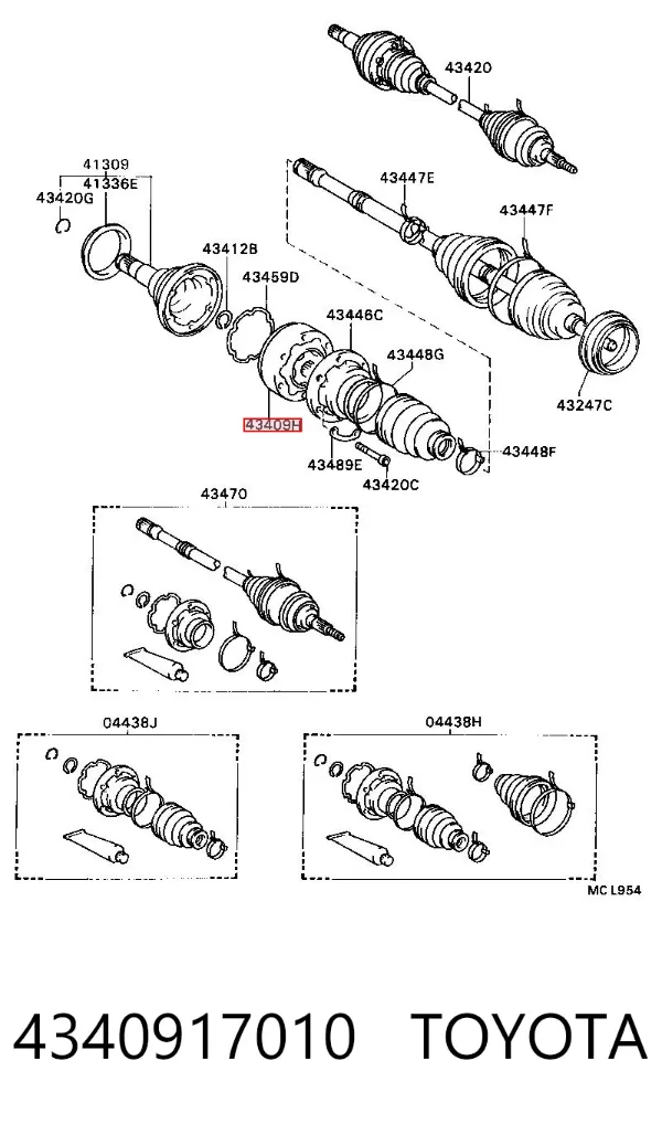 Junta homocinética interna dianteira 4340917010 Toyota
