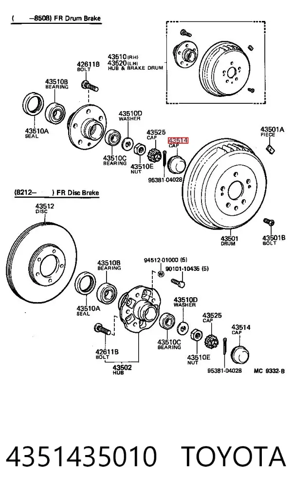 Coberta de disco de roda 4351435010 Toyota