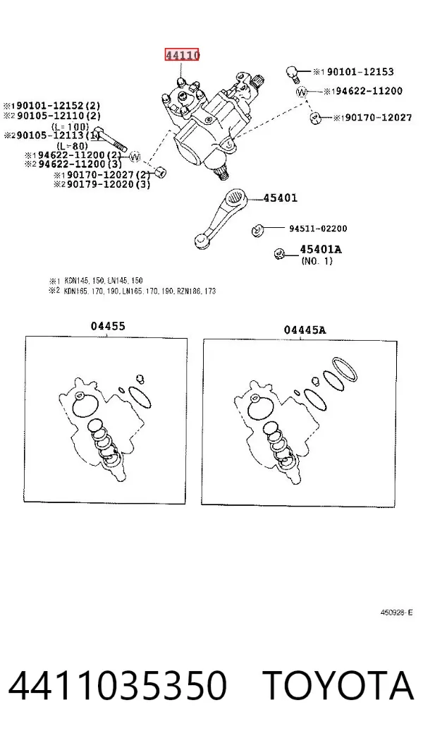 Cremalheira da direção 4411035350 Toyota