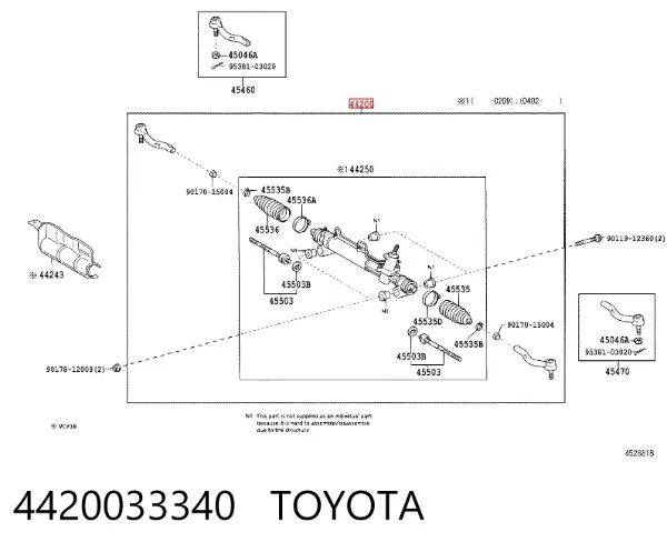 Cremalheira da direção 4420033340 Toyota