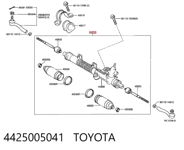 Cremalheira da direção 4425005041 Toyota