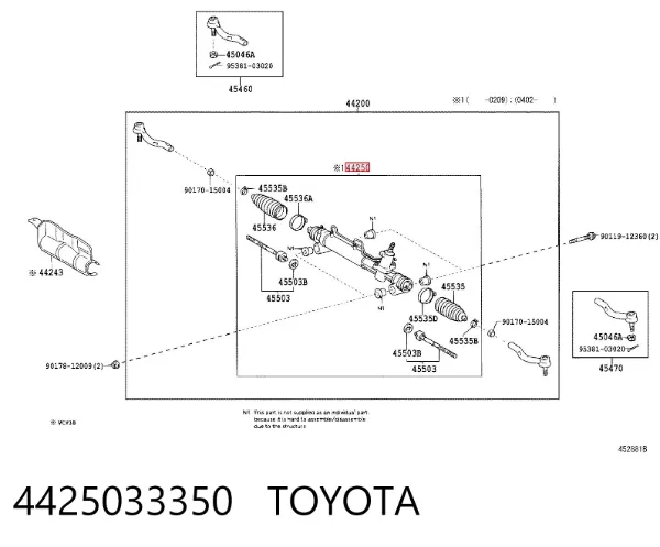 Cremalheira da direção 4425033350 Toyota