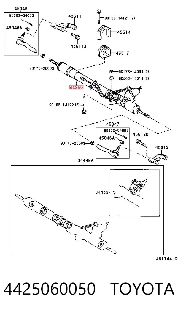 Cremalheira da direção 4425060050 Toyota