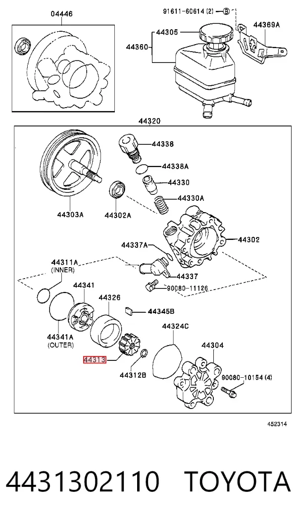 Rotor de bomba da Direção hidrâulica assistida 4431302110 Toyota