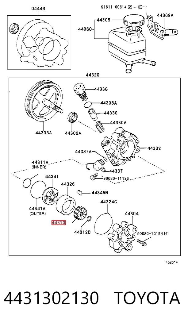 Rotor de bomba da Direção hidrâulica assistida 4431302130 Toyota