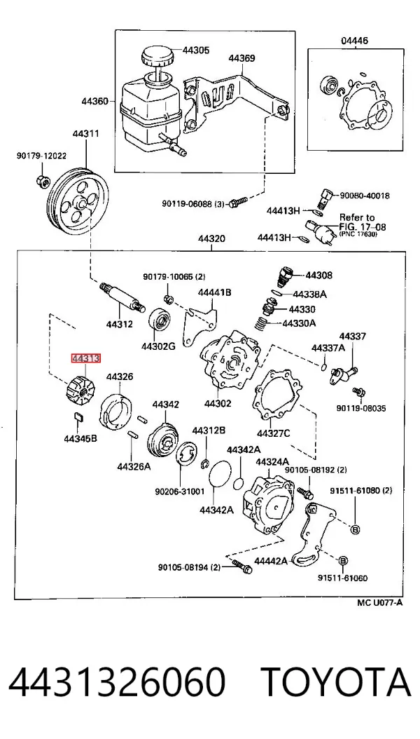 Rotor de bomba da Direção hidrâulica assistida 4431326060 Toyota