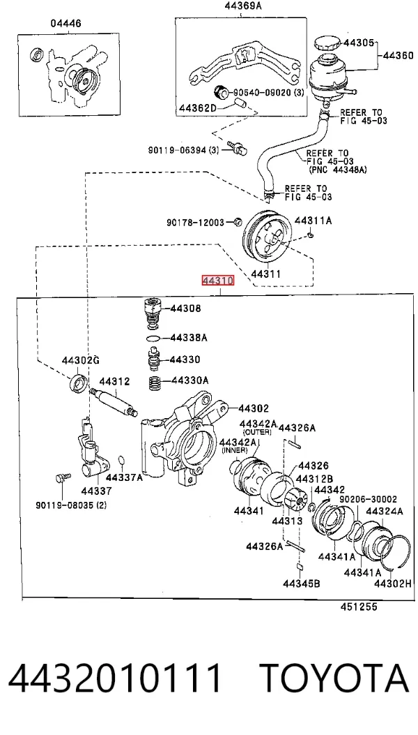 Bomba da Direção hidrâulica assistida 4432010111 Toyota
