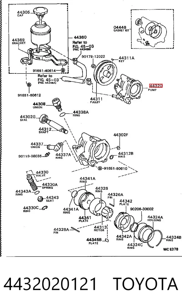 Bomba da Direção hidrâulica assistida 4432020121 Toyota